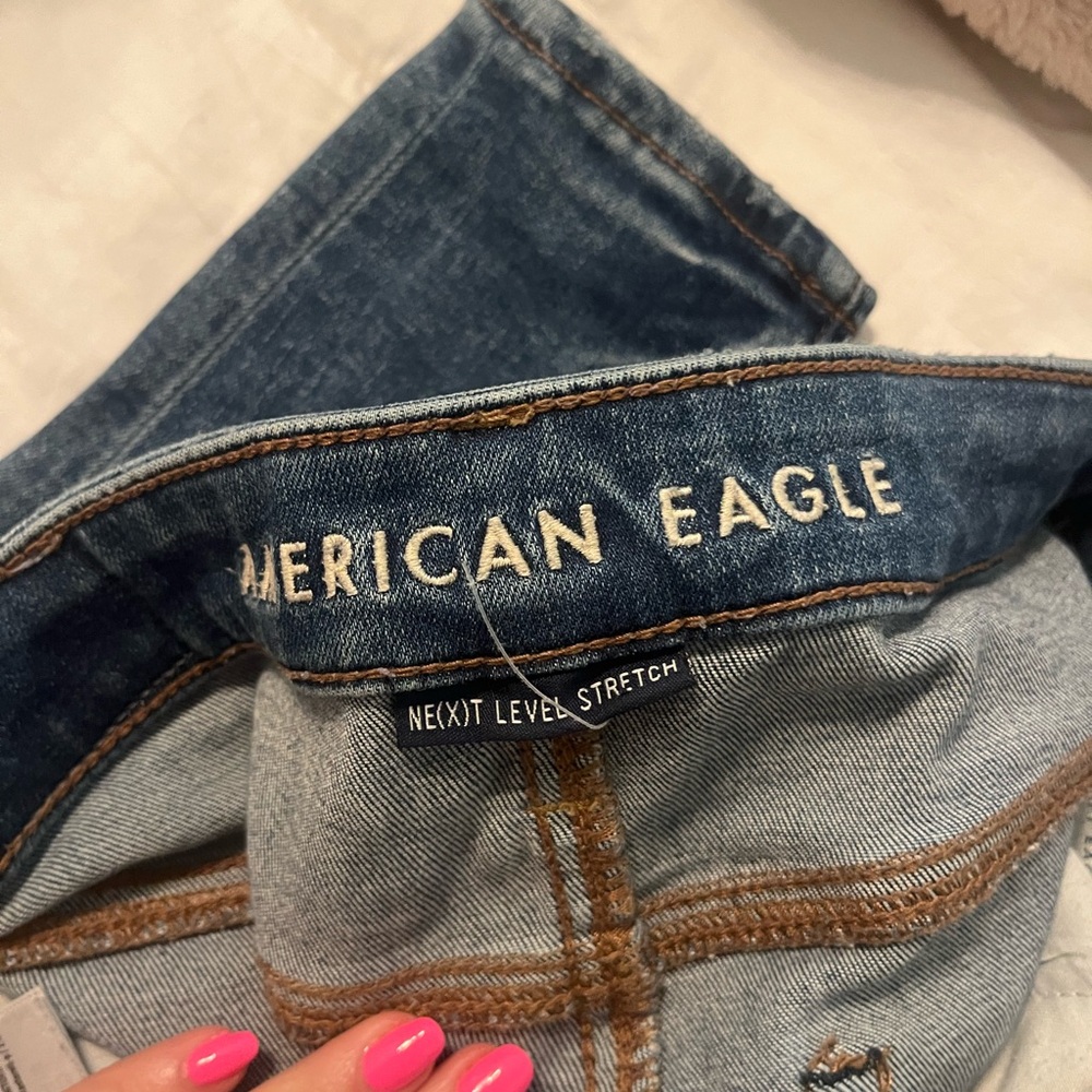 American Eagle Outfitters Blue Jeggings with Contrast Stitching